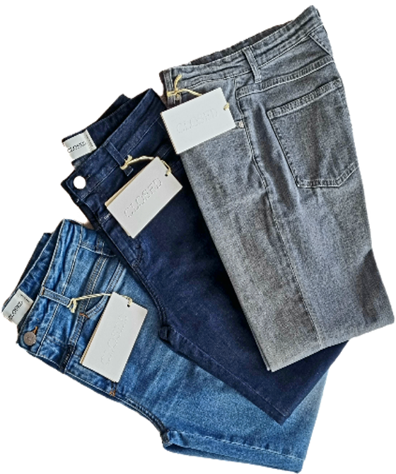 Closed outifts made with ReSolve collection by Candiani Denim using  ROICA™ V550