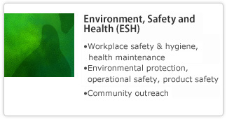 Environment, Safety and Health (ESH): Workplace safety & hygiene, health maintenance. Environmental protection, operational safety, Product safety. Community outreach.