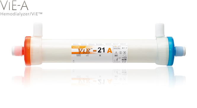 Hemodialyzer / ViE-A: High flux dialyzer with Vitamin E-coated membrane. Best performance among ViE™-series.