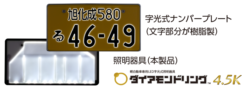 しとなりま 字光式ナンバーフレームLED ダイヤモンドリングスリム 前後2枚セット クラウン