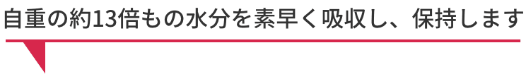 自重の約13倍もの水分を素早く吸収し、保持します