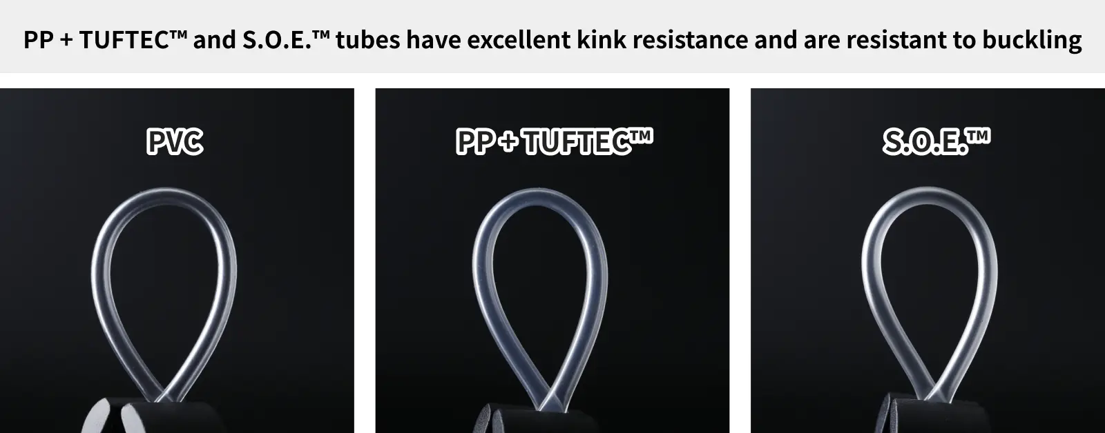 Comparison of kink resistance of S.O.E.™ and TUFTEC™ tubes