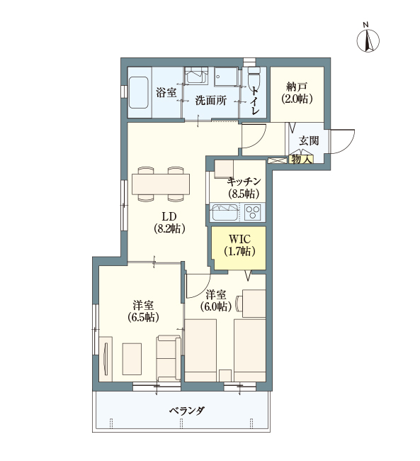 2LDK | 専有面積: 60.64㎡