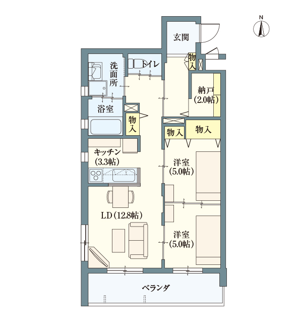 D type | 2LDK | 専有面積: 68.23㎡