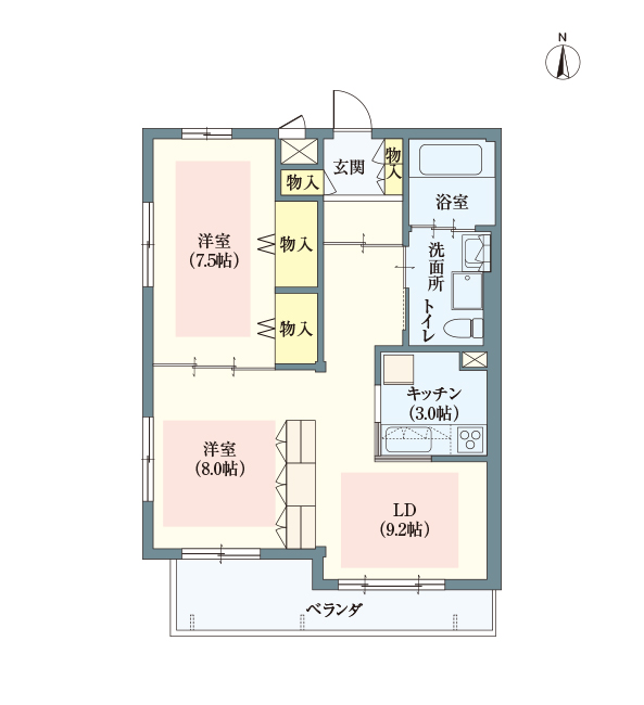 A type | 2LDK | 専有面積: 65.58㎡