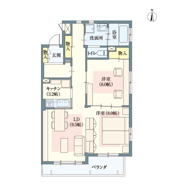 D type | 2LDK | 専有面積: 75.28㎡