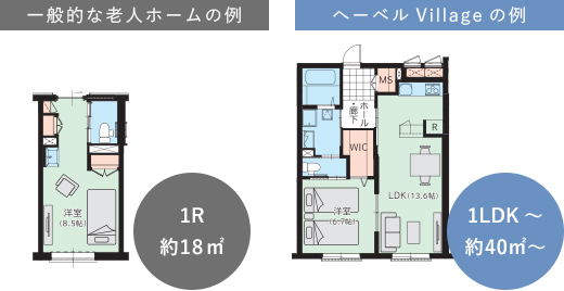 全室40㎡超えた広い居住スペース