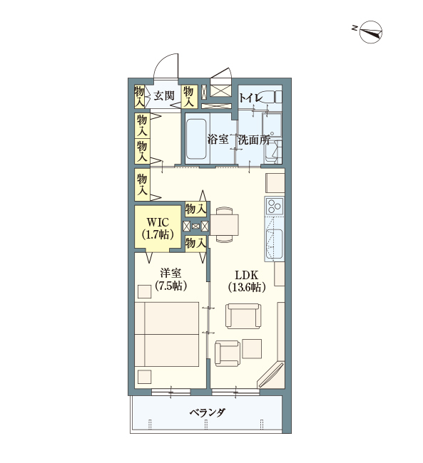 B type | 1LDK | 専有面積: 55.39㎡