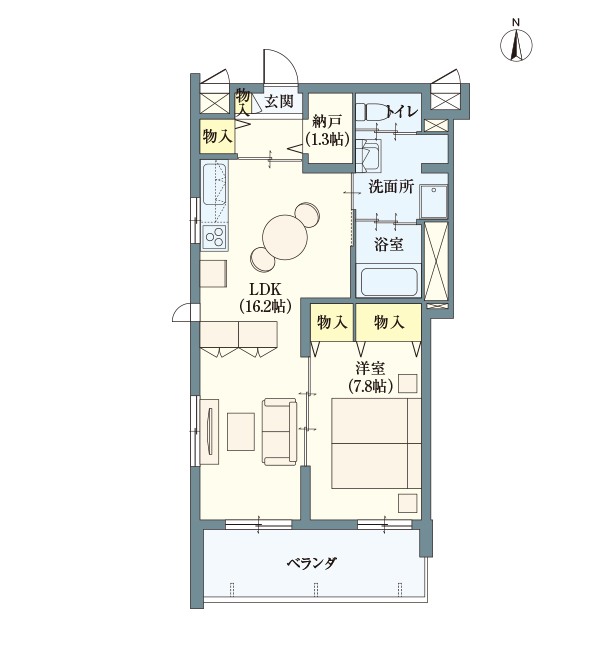 C type | 1LDK | 専有面積: 62.51㎡