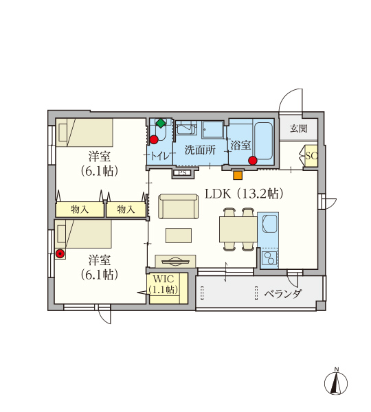 B type | 2LDK | 専有面積: 60.67㎡