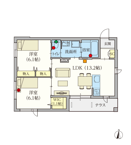 B type | 2LDK | 専有面積: 60.67㎡