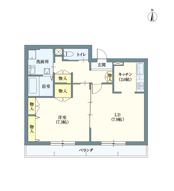 C type | 1LDK | 専有面積: 48.45㎡