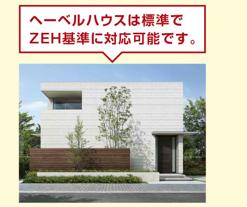 ヘーベルハウスは標準でZEH基準に対応可能です。