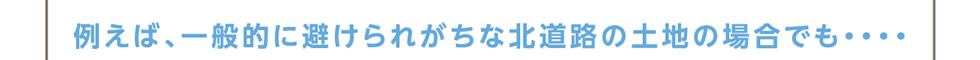 例えば、一般的に避けられがちな北道路の土地の場合でも・・・・