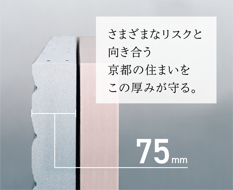 さまざまなリスクと向き合う京都の住まいをこの厚みが守る。