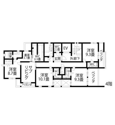 限られた敷地を有効に活かした3階・4階建て 外観・内観・間取り