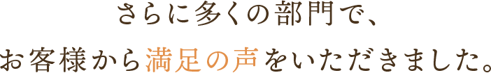 さらに多くの部門で、お客様から満足の声をいただきました。