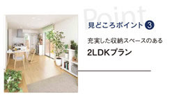 見どころポイント3：充実した収納スペースのある2LDKプラン