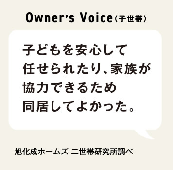 「子どもを安心して任せられたり、家族が協力できるため同居してよかった。」