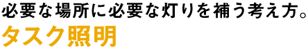 必要な場所に必要な灯りを補う考え方。タスク照明