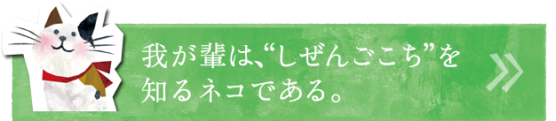 我が輩は、「しぜんごこち」を知るネコである。