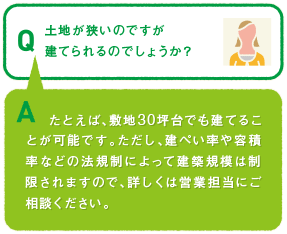 土地が狭いのですが建てられるのでしょうか？