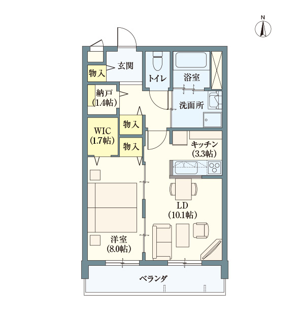 C type | 1LDK | 専有面積: 63.47㎡