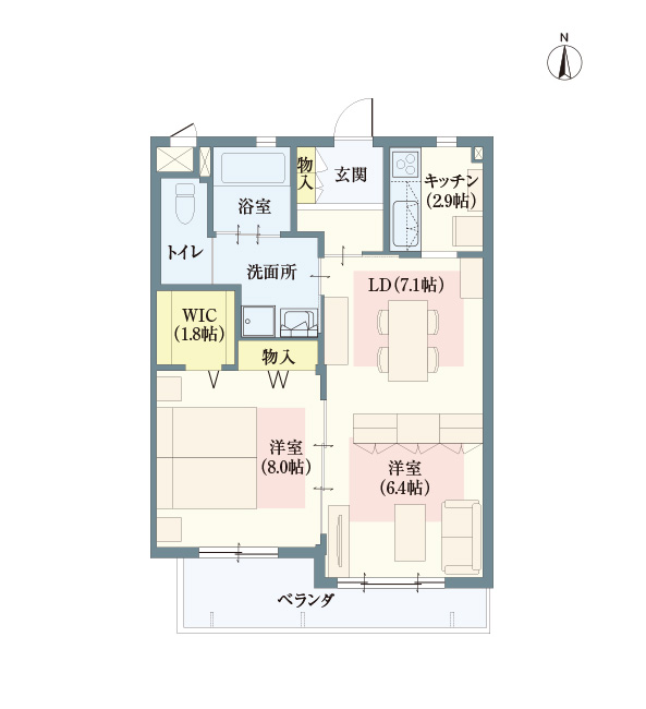 C type | 2LDK | 専有面積: 63.78㎡