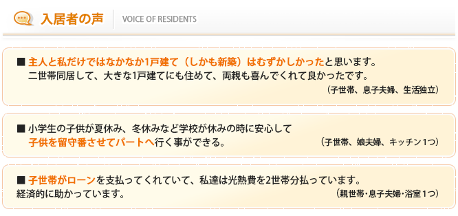入居者の声