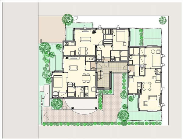 ペット共生型賃貸住宅「ヘーベルメゾン ＋わん＋にゃん」プロトタイプ3階建1階配置平面図