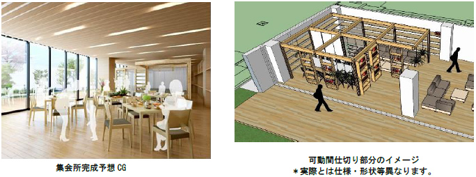 集会所完成予想CG 稼働間仕切り部分のイメージ