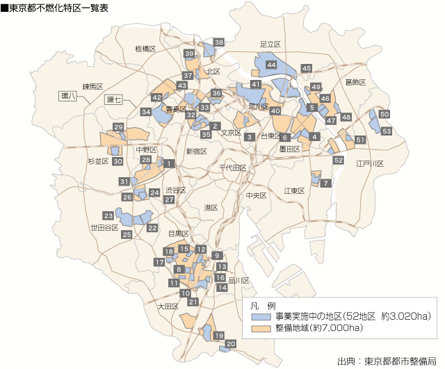 ■東京都不燃化特区一覧表（図）