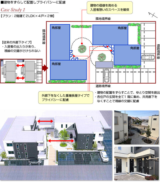 ■建物をずらして配置しプライバシーに配慮