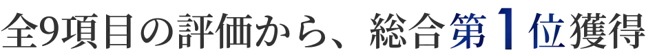 9つの評価項目、すべてで第1位獲得