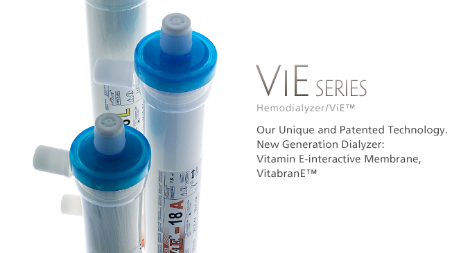 Hemodialyzer/ViE™: Our Unique and Patented Technology. New Generation Dialyzer: Vitamin E-interactive Membrane, VitabranE™