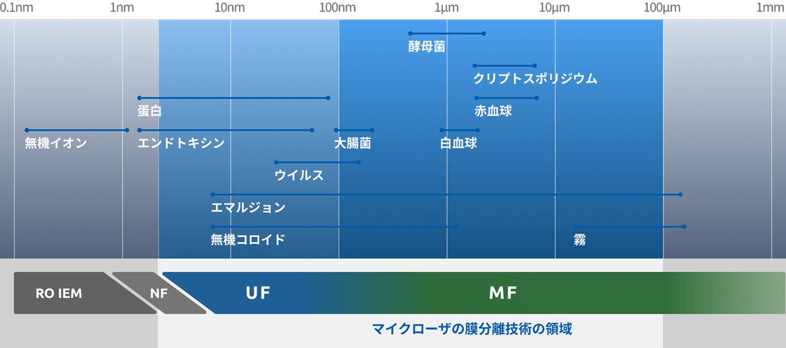 マイクローザ®のろ過領域