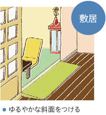 敷居 ゆるやかな斜面をつける
