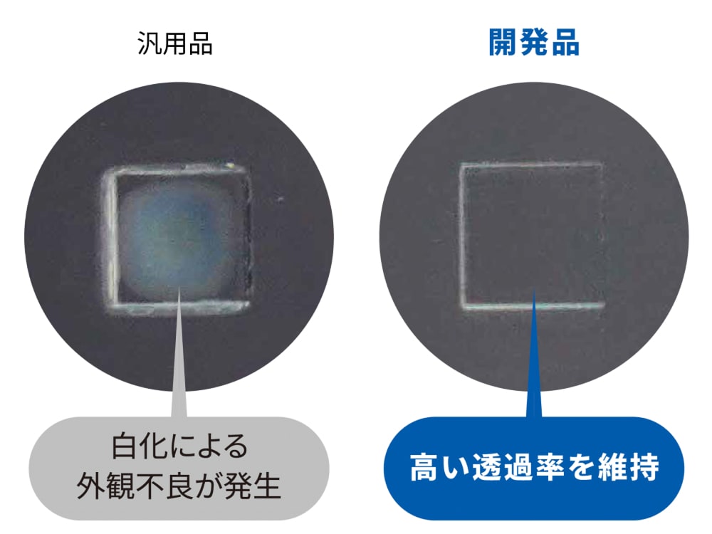 無色透明かつ高出力短波長光への優れた耐性