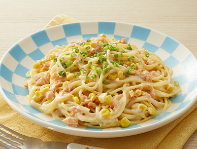 画像：サケとコーンのクリームパスタの完成イメージ