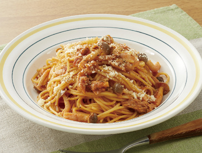 画像：ツナとしめじのトマトパスタの完成イメージ