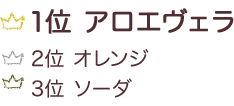 1位 アロエヴェラ 2位 オレンジ 3位 ソーダ