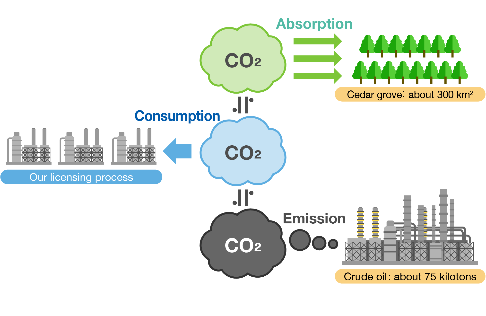 Consumption amount of CO₂ as a raw material